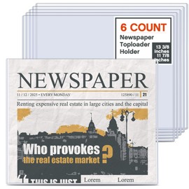 Faccito 6 Pack Newspaper Holder 13" x 11" Hard Plastic Newspaper Protector Sleeves 4.5mm Thick PVC Clear File Loaders for Collectors Archival Newspapers Documents Storage