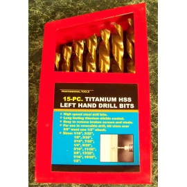 Unbranded 15pc LEFT HAND HSS TITANIUM DRILL BIT SET counter clockwise w/ CASE upto 1/2 Big