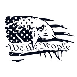 Flag Eagle We The People Distressed American Flag Vehicle Vinyl Decal Sticker (22" T x 34" W)