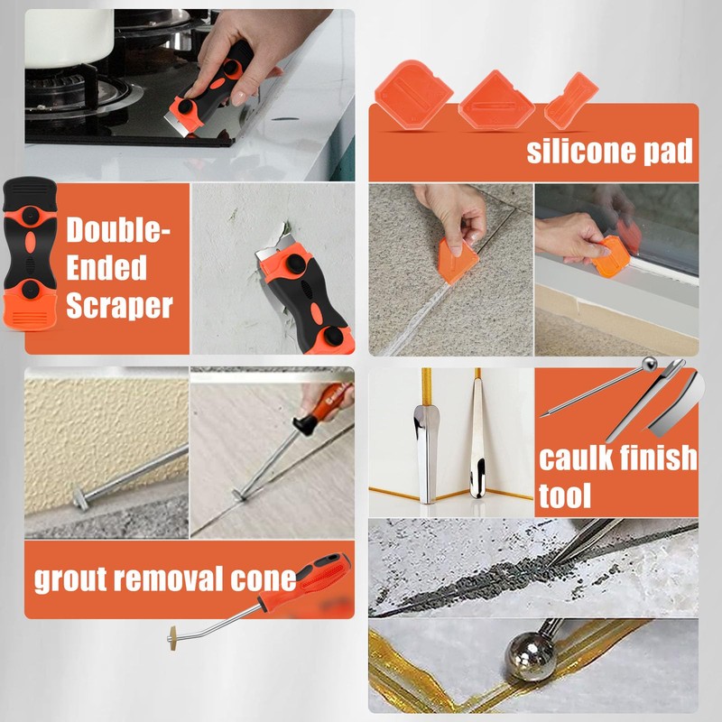 Caulking Tool Kit, Matework Stainless Steel Caulk Remover Caulking Tool