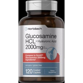Horbäach Glucosamine HCL 2000mg | 120 Caplets | with Hyaluronic Acid | by Horbaach