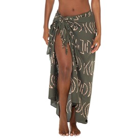 SHU-SHI Sarong Wraps for Women Pareo Beach Skirt Boho Bathing Suit Cover Up Moon Printed Olive