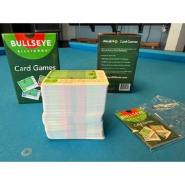 Bullseye Billiards Card Games - Pool Training Aid, 200 Practice Shot Cards, 10 Game Formats, Single and Multi-Player