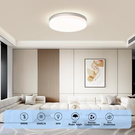 EASY EAGLE Ceiling Light LED Ceiling Light Flat 48 W 4000 K 4800 LM Neutral White Round Bathroom Lamp IP44 Waterproof Modern Panel Lamp for Kitchen Living Room Cellar Lamp Bedroom Hallway Diameter 30