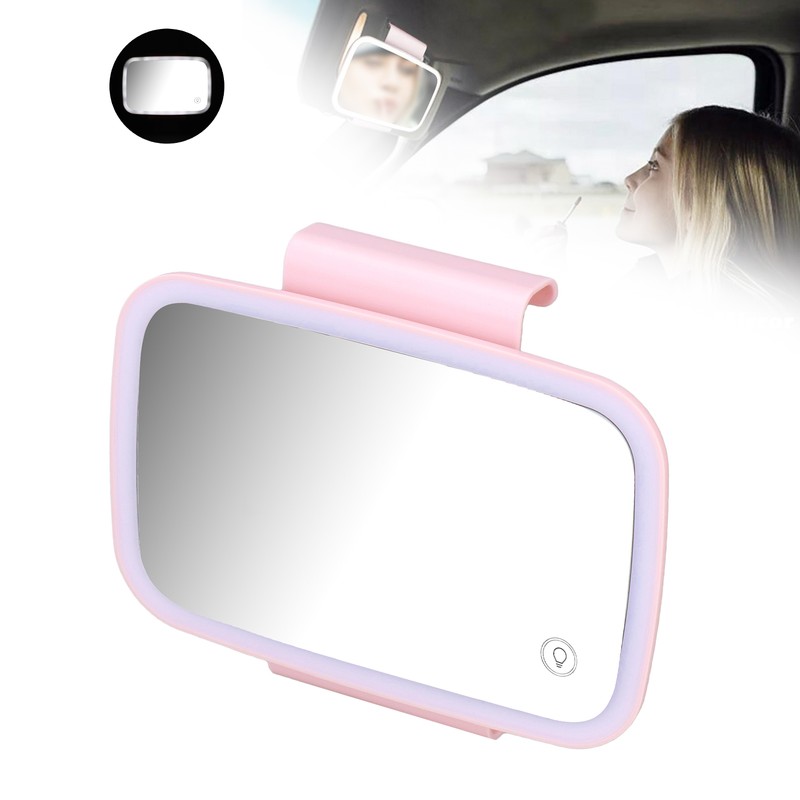 Car Sun Visor Makeup Mirror Surround LED Lights Touch Screen