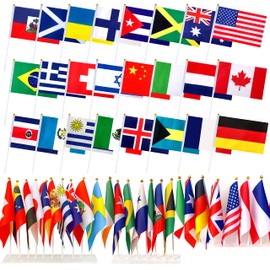 LyButty 200 Countries International Stick Flags of the World Small Mini Hand Held Flags for Olympics,International Festival,8.2 x 5.5 Inch