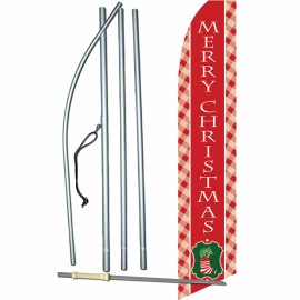 Neoplex Merry Christmas Flag Flutter Feather Banner Swooper Stocking Holiday Bundle Kit