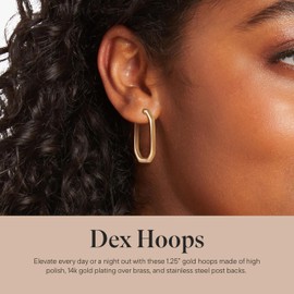 Rocksbox Dex Hoop Earrings - Gold Hoops for Women - 14k Gold Plating - Premium Quality Jewelry - 1.25"
