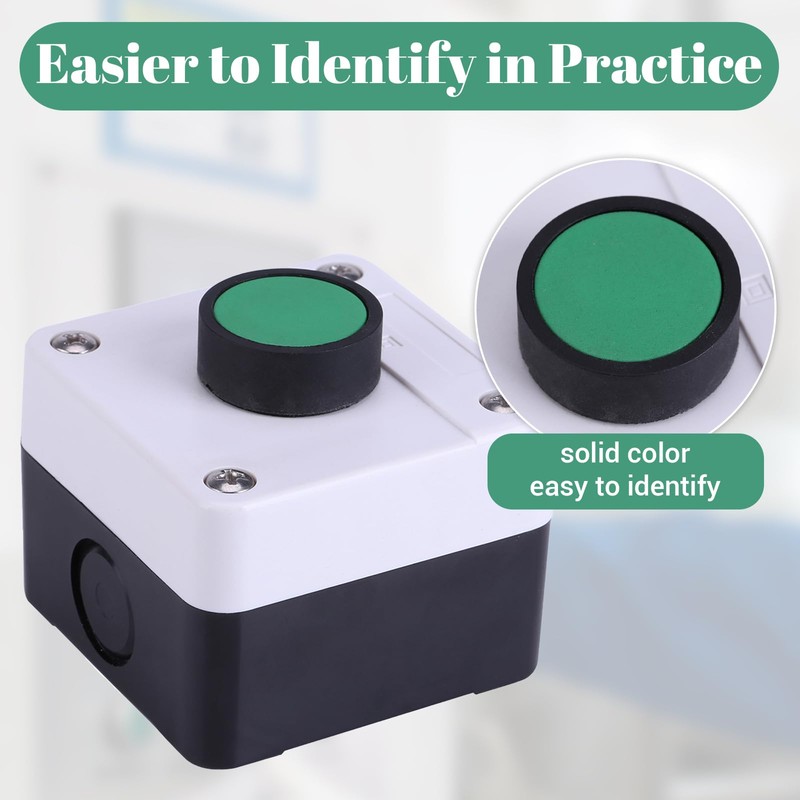 GAESHOW Weatherproof Push Button Switch, Weatherproof Green Push Button, Green