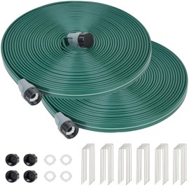 DXront Sprinkler Soaker Hose 50ft 2Pack for Garden Lawn, Watering Hose with Holes, High-Efficiency Water-Saving Garden Irrigation System, Drip Hose Sprinkler