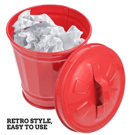 POPETPOP Bote de basura galvanizado con tapa, mini papelera de escritorio de metal, soporte para bolígrafos, maceta de metal, cubos pequeños, organizador de cubos pequeños, contenedores de basura para encimera de cocina