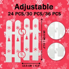 Christmas Tree Fence, 24pcs 11.2”x 13.5” Thicker Garden Fence,Red Garden Fence Suitable for Christmas Tree Wedding Party Decoration Indoor Garden Border Grass Lawn(White)