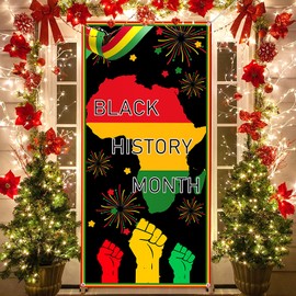 Black History Month Door Cover, 3x6 ft Black History Month Banner, African American Backdrop Decorations, Afro Festival Door Cover for Home School Classroom