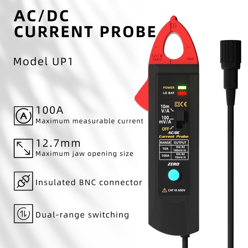 UP1 AC/DC Current Clamp Meter Transducer for Digital Oscilloscope 100A