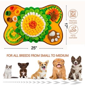 WADY 25*17inch Snuffle Mat for Dogs Large Snuff Pad with Sound Dog Puzzle Pad for Interactive Dog Foraging and Scent Feeding to Encourage Natural Foraging Skills Slow Eating and Stress Relief (yellow)