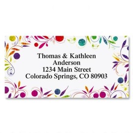 Color Swirl Border Return Address Labels - Set of 144 1-1/8" x 2-1/4" Self-Adhesive, Flat-Sheet labels