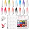 Ombre Gel Polish Palette,16Colors Pat Gel Paint Nail Art Kit