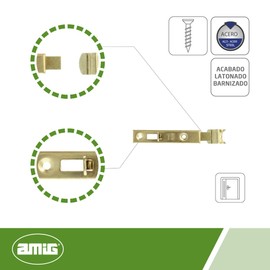 Amig - Set of 2 Steel | Bolt Bolt Mod. 368 | Door Lock in Painted Brass Plated | Gate Lock Door Slider | Dimensions: 60 x 15 | Screw-On Lock