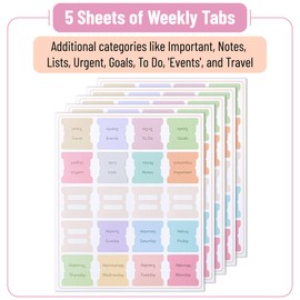Mr. Pen- Weekly Planner Tabs, 100 Pcs, Week Tabs for Planner, Calendar Tabs for Planner, Calendar Index Sticker, Weekly Tabs Stickers, Calendar Tabs, Weekly Tabs, Week tabs