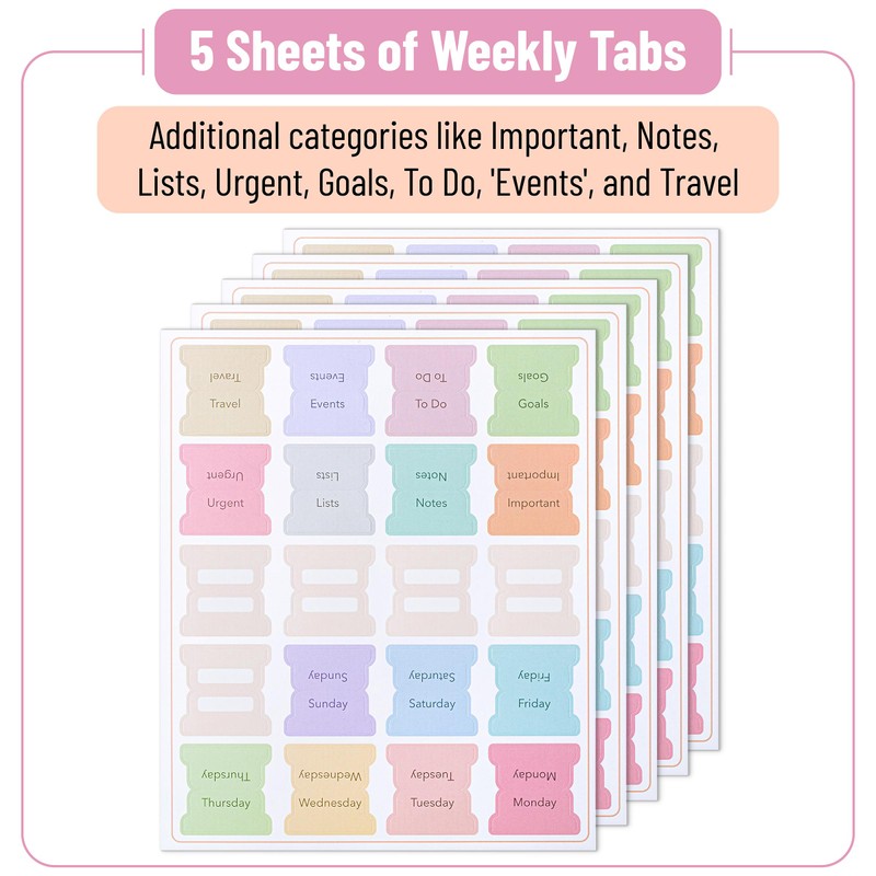 Mr. Pen- Weekly Planner Tabs, 100 Pcs, Week Tabs for