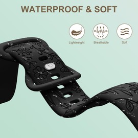 Inhosper 18mm 20mm 22mm Flower Pattern Watch Bands Compatible with Garmin Vivoactive 6/5/4/3/Venu 4/3/2/Venu 3S/Venu 2S, Soft Silicone Floral Engraved Band for Garmin Forerunner 165/245/255/265/265S
