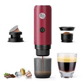 Portable Espresso Machine, Travel Coffee Maker for Camping, Car Coffee Maker Self-Heating with USB-C, 20 Bar 2-in-1 Electric Coffee Maker With Ground Coffee & NS Capsule for RV, Hiking, Office(White)