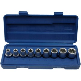 ALKAN-Socket Spanner Socket Spanner Set E-Profile E10–E24 Nuts 9–Piece Set Chrome-Vanadium Steel