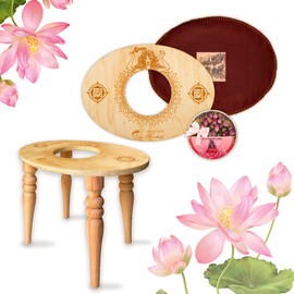 Sama Handcraft Seat for Yoni in a Luxury Package with Engraved Pictures of Goddess Yoga and Muladhara - Intro kit Package (Seat, Herbs 4 Ounce), Gold)