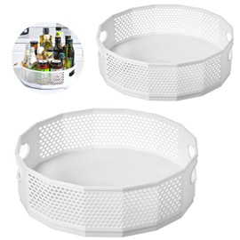 SAMSYOKI Pack of 2 Lazy Susan Turntable, Rotating Spice Rack Organiser, Honeycomb Kitchen Shelf, Kitchen Spice Rack, Spice Holder, Rotating for Spice Bottles, Oil, Ingredients Jars
