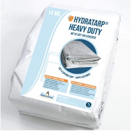 HydraTarp 12ft X 24ft Heavy Duty Waterproof Tarp - 14mil Thick - White / Brown Reversible Tarp
