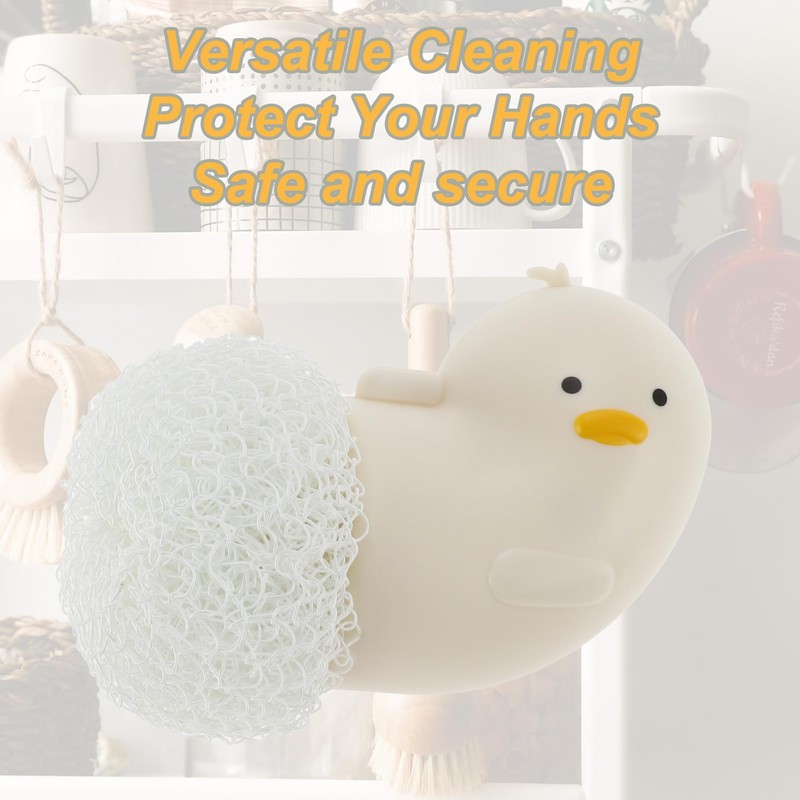CAPASTEC Duck Shape Dish Brush with Handle, Cartoon Kitchen Brushes