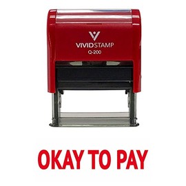 Okay to Pay Self Inking Rubber Stamp (Red Ink) - Medium