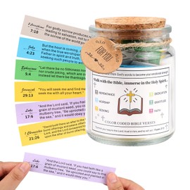 Bible Verse Jar, Clear Scripture Holy Jar for Emotions and Feelings Color-Coded Prayer in a Jar with 90 Colorful the Hope Jar Bible Cards Prayer Jar Bible Accessories Religious Graduation Gift