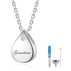 ZLILIJAN 925 Sterling Silver Urn Cremation Ashes Memorial Keepsake Teardrop Eternity Memorial Pendant Mom Dad Jewelry for Women, Adjustable, Metal, Cubic Zirconia