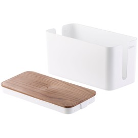 Callstel Cable box: Cable box, small, 23 x 11.5 x 12 cm, walnut wood effect with rubber feet (cable folder)