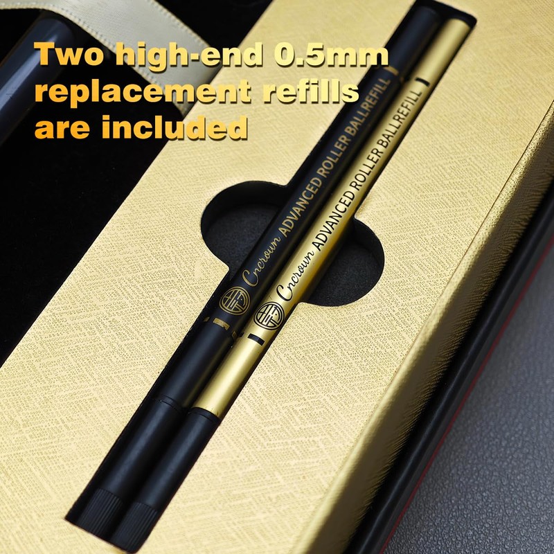 Cncrown Luxury Ballpoint Pen, 24k Gold Trim, Best Rollerball Pen