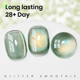 MIZHSE Cat Eye Gel Nail Polish, Green Magnetic Gel Polish with Magnet Stick, Starry Effect Trendy Salon Shimmer Nail French Soak Off Manicure Home