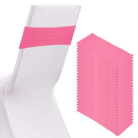 PATIKIL Premium Spandex Chair Sashes Bows, 25 Pcs Elastic Stretch Chair Cover Band Ties with Slider Buckle for Birthday Party Banquet Wedding Decoration, Pink