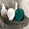 Alagoal Ceramic Soap Dish Elegant Marble Grain, Leaf Design, Self-Draining,Quick-Drying