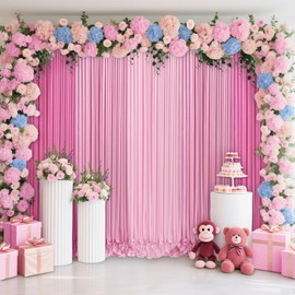 5 Panels Backdrop Curtains, Colorful Photography Background Drapes with Rod Pockets,10x 8ft Backdrop Curtains for Party Home Birthday Wedding Graduation Decoration Supplies, (5 Panels,2x8ft)