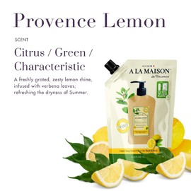A LA MAISON French Liquid Hand Soap RefilL - Natural Hand Wash Made with Essential Oils - Biodegradable, Plant-Based, Vegan, Cruelty-Free (33.8 Fl Oz Pouch, 2 Pack, Provence Lemon)