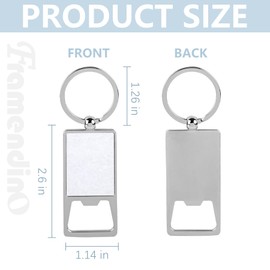 Framendino, 20 Pack Sublimation Blanks Keychains Metal Bottle Opener Transfer Rectangle Aluminum Keychain Key Rings for Photos