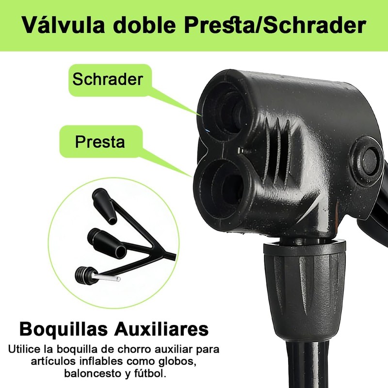 Bomba de Aire Bicicleta 3 en 1 Foot Pump, 130PSI