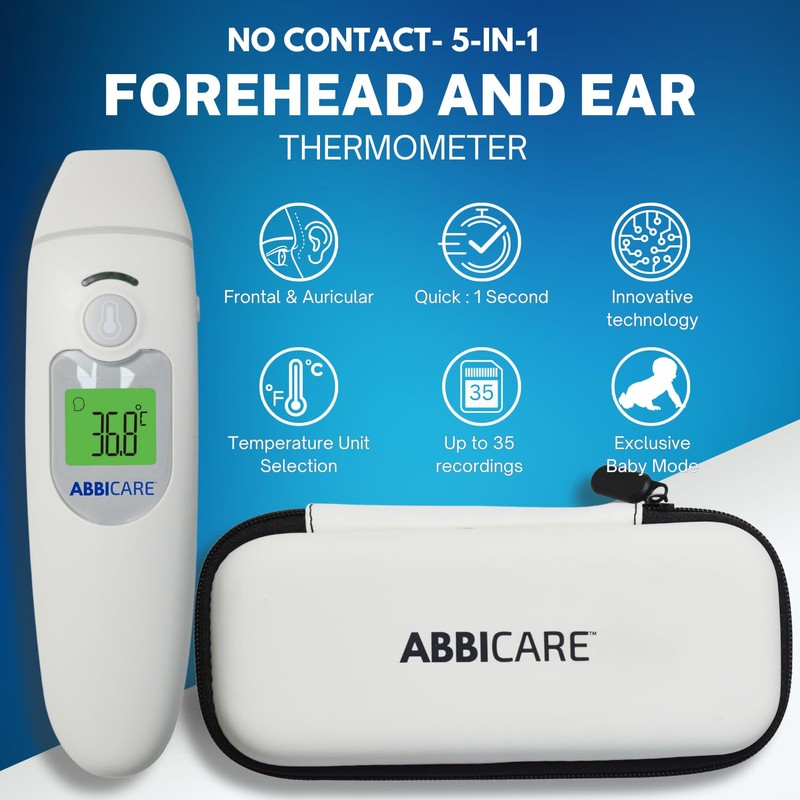 Digital infrared forehead and ear thermometer ABBICARE™ : Ultra-Accurate Measurement