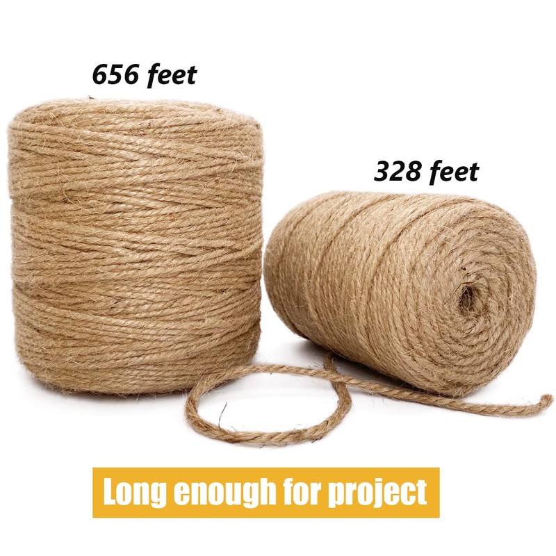 Leecogo - Cordel de yute de 3 mm, 328 pies,