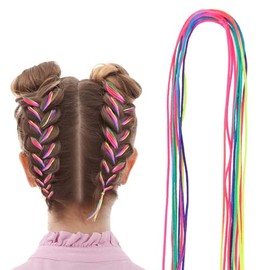 Dimeho Pack of 30 Colourful Hair Wrap Cord, Colour Gradient Hair Strands, Rainbow Hair Braids, DIY Ponytail Braids, Hair Extensions, Hair Pieces, Twist Braid, Elastic Hair Band, Hair Accessories, Carnival (Colourful)