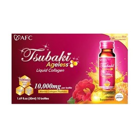 AFC Japan Tsubaki Ageless Liquid Collagen Drink for Women | 10,000mg Marine Collagen Peptides, 500mg Royal Jelly, Hyaluronic Acid | Supports Skin Hydr