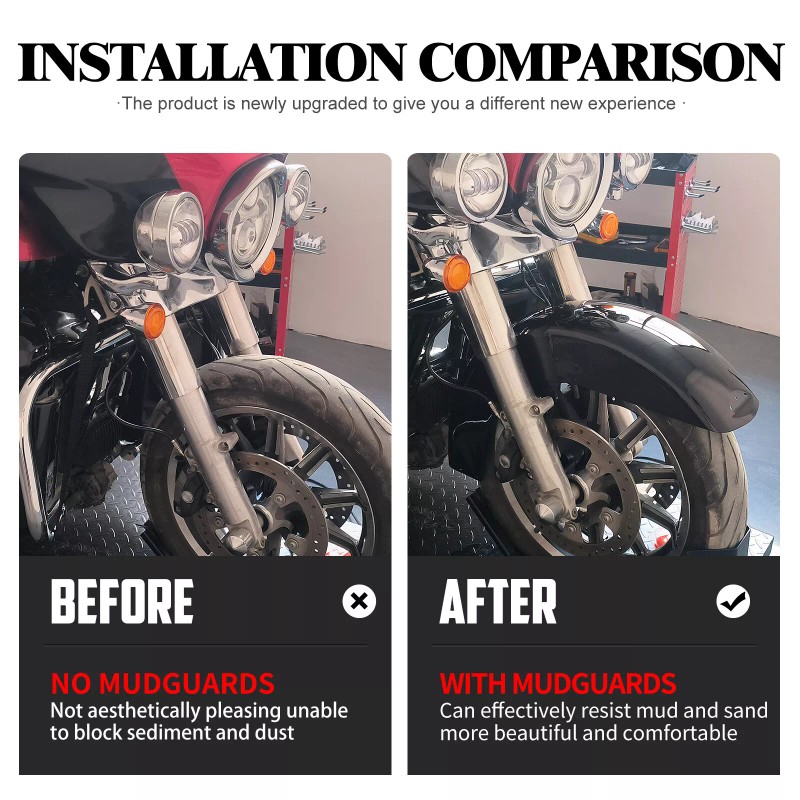 HCMOTORKU Vivid Black Mudguards Front Fender For Harley Street Glide