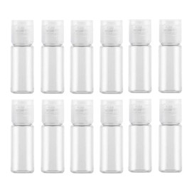 12PCS 20ml/0.67oz Empty Clear Plastic Sample Bottle Travel Container Jar Pot Vial with Flip Lid Perfect for Makeup Emollient Water Shower Gel Emulsion Liquid Comestic Containers (20ml/0.67oz)