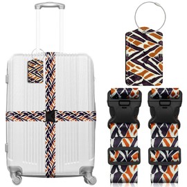 ZHOMA 3 Pack Luggage Straps Tags Set for Suitcases, Travel Adjustable Belt with Quick Release Buckle and Name ID Label Card, Heavy Duty Nylon Bag Packing Strap for Business -Roads